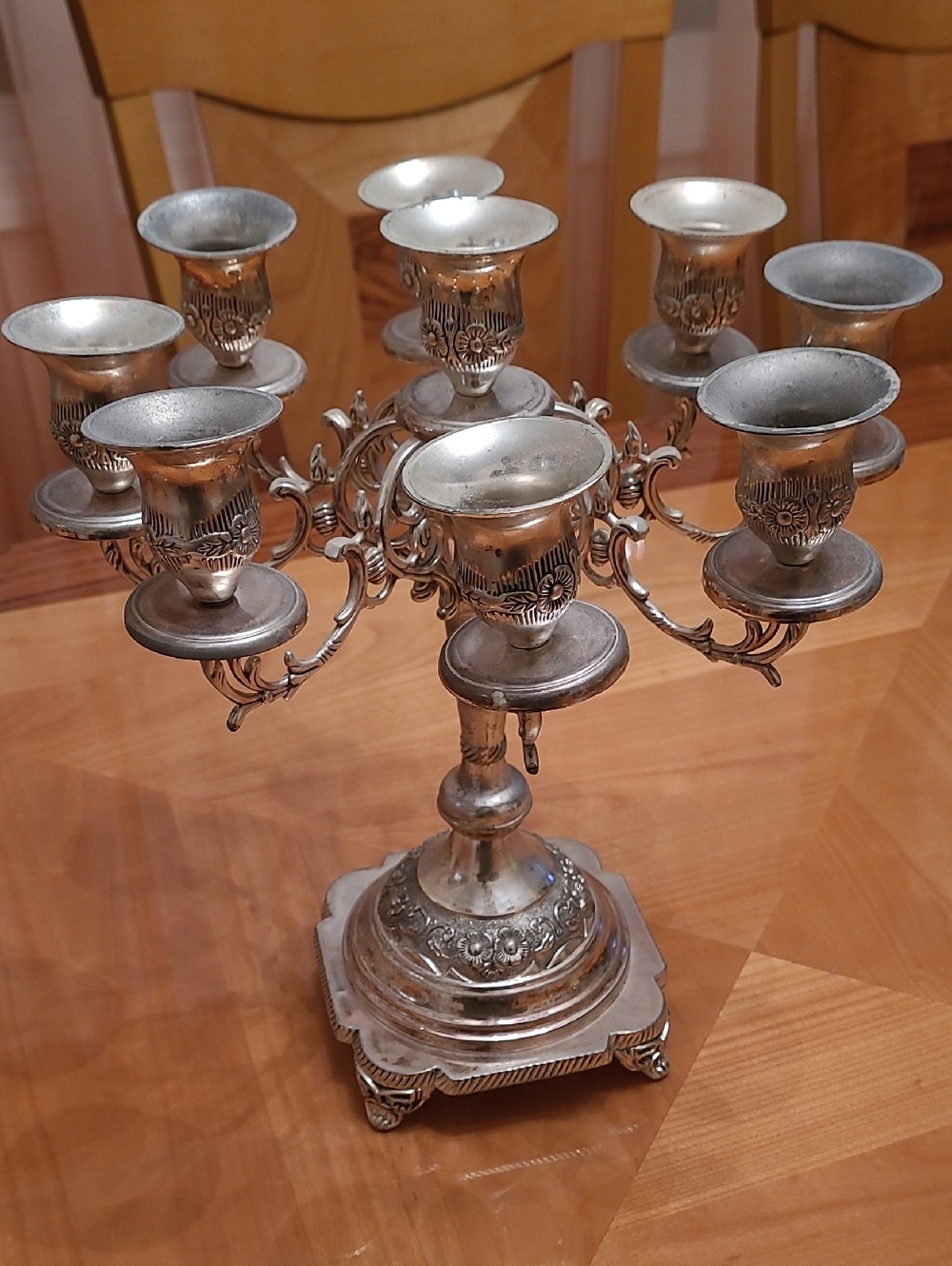 Silver Tone Ornate 7-Arm Candelabra